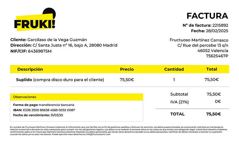 Ejemplo factura suplidos Ejemplo de factura suplidos